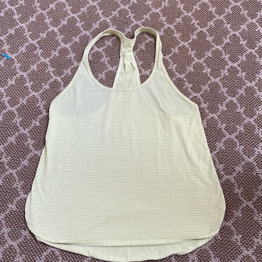 Lululemon racer back tank - size M - yellow with thin gray striping